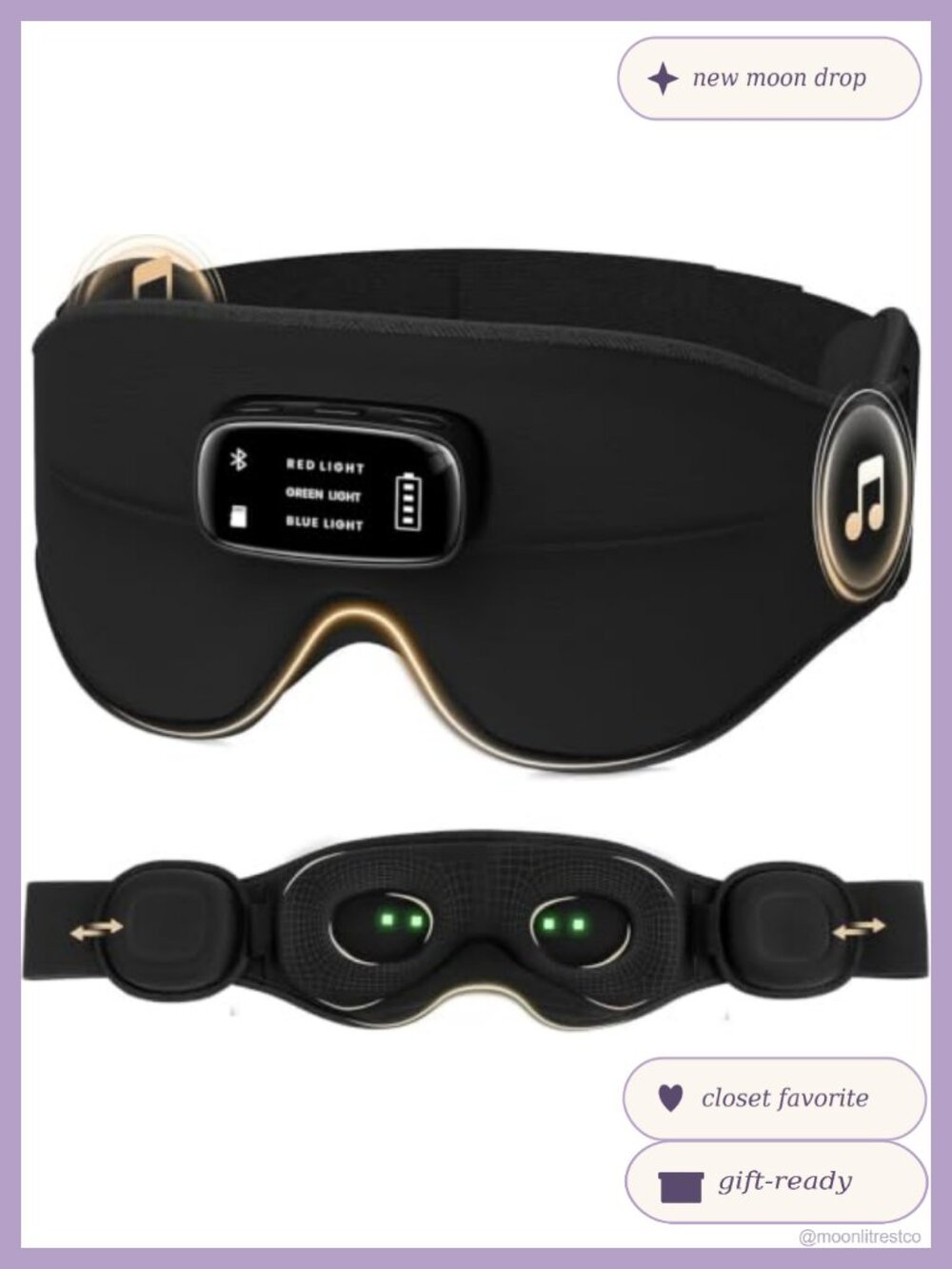 Bluetooth Sleep Mask White Noise 3 Lights 3D Zero-Pressure Headphones